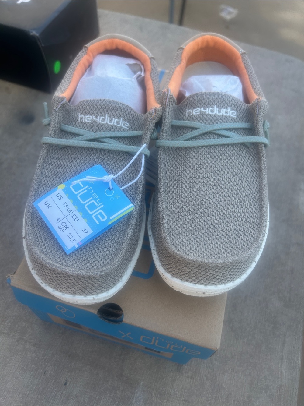 Hey Dude Kids Slip-On Sneakers in Taupe with Coral Liner